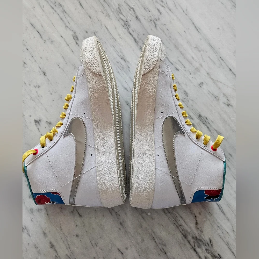 Nike Blazer Mid '77 Big Kids' Shoes‎ White-Metallic Silver Sz 5.5Y